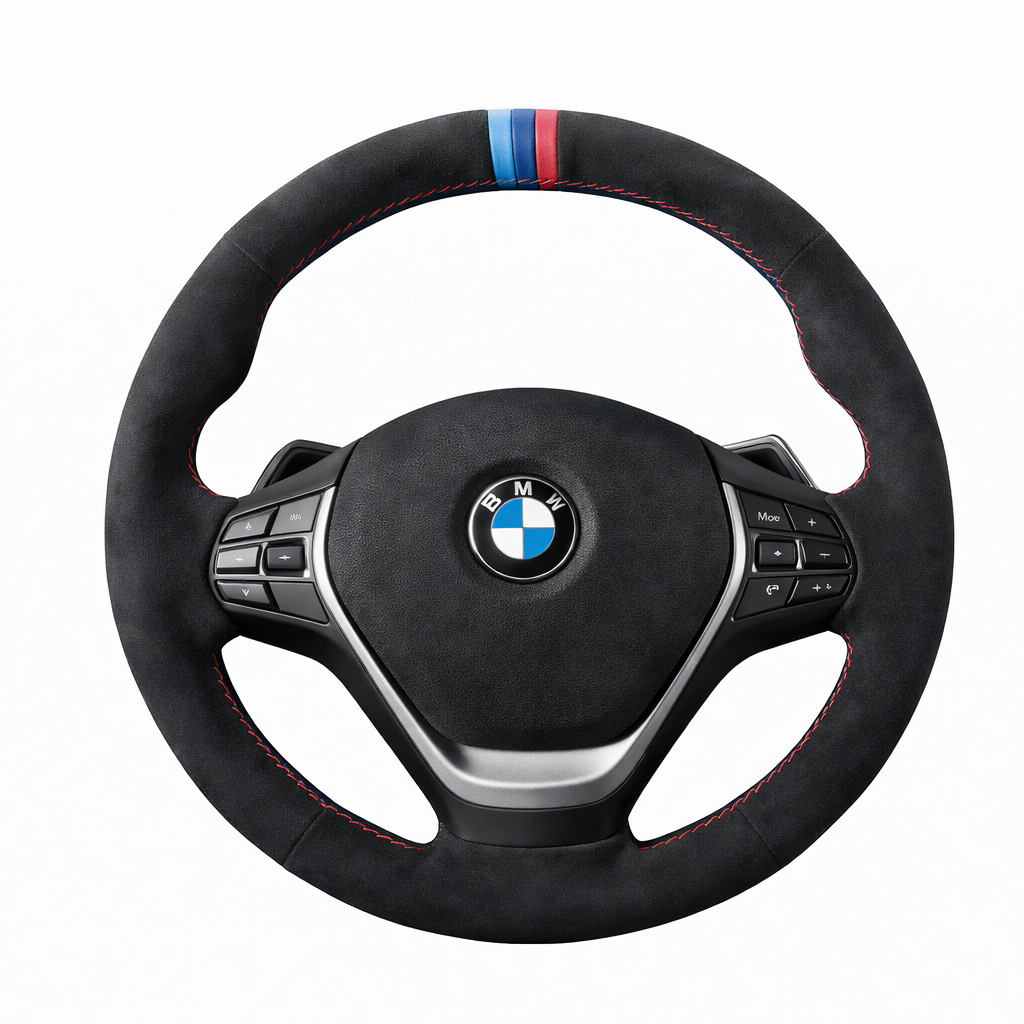 BMW Alcantara-Style Suede Steering Wheel Cover for F Chassis, M Performance Inspired