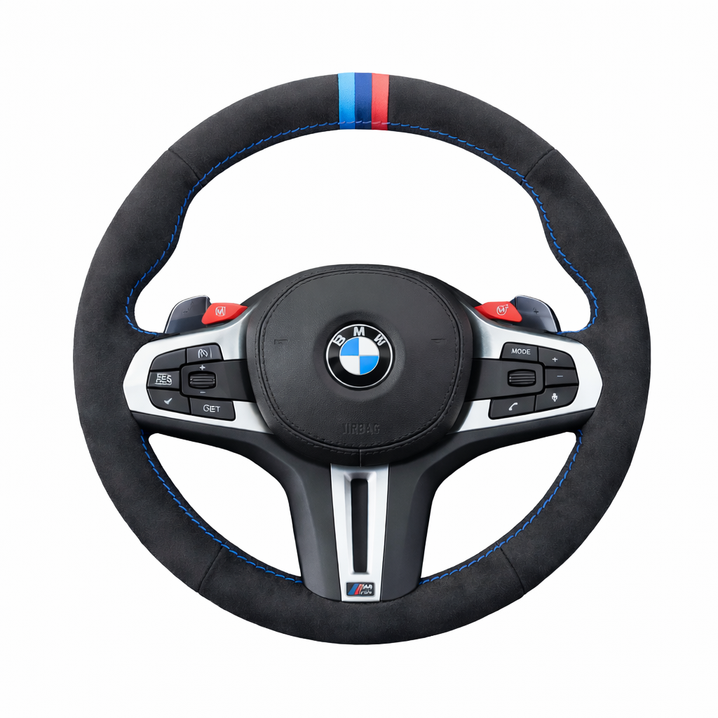 BMW Alcantara-Style Suede Steering Wheel Cover for G Series, M Performance Inspired
