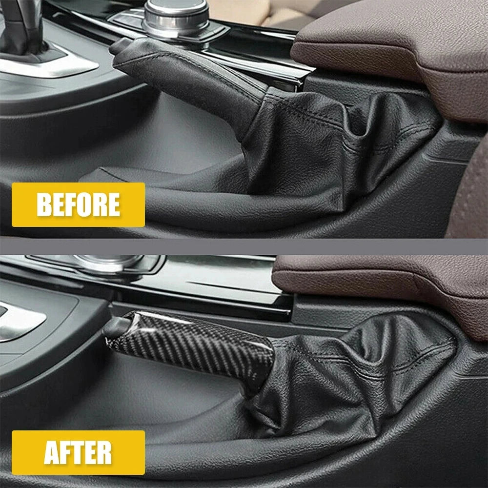 Carbon Fiber Style Handbrake Handle Cover for BMW (E60–E92, X1, Z4, F80, F82, F32)