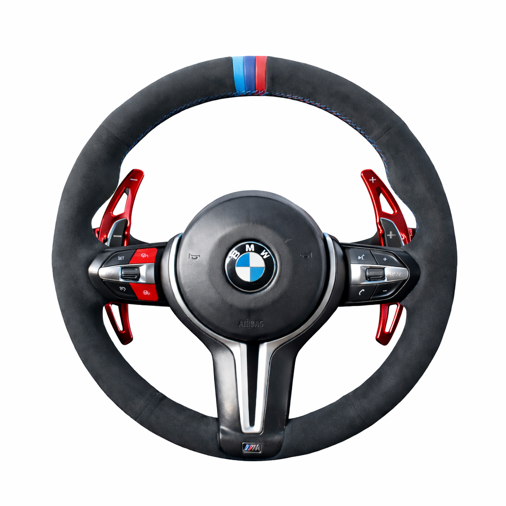 BMW Alcantara-Style Suede Steering Wheel Cover for F Chassis, M Performance Inspired