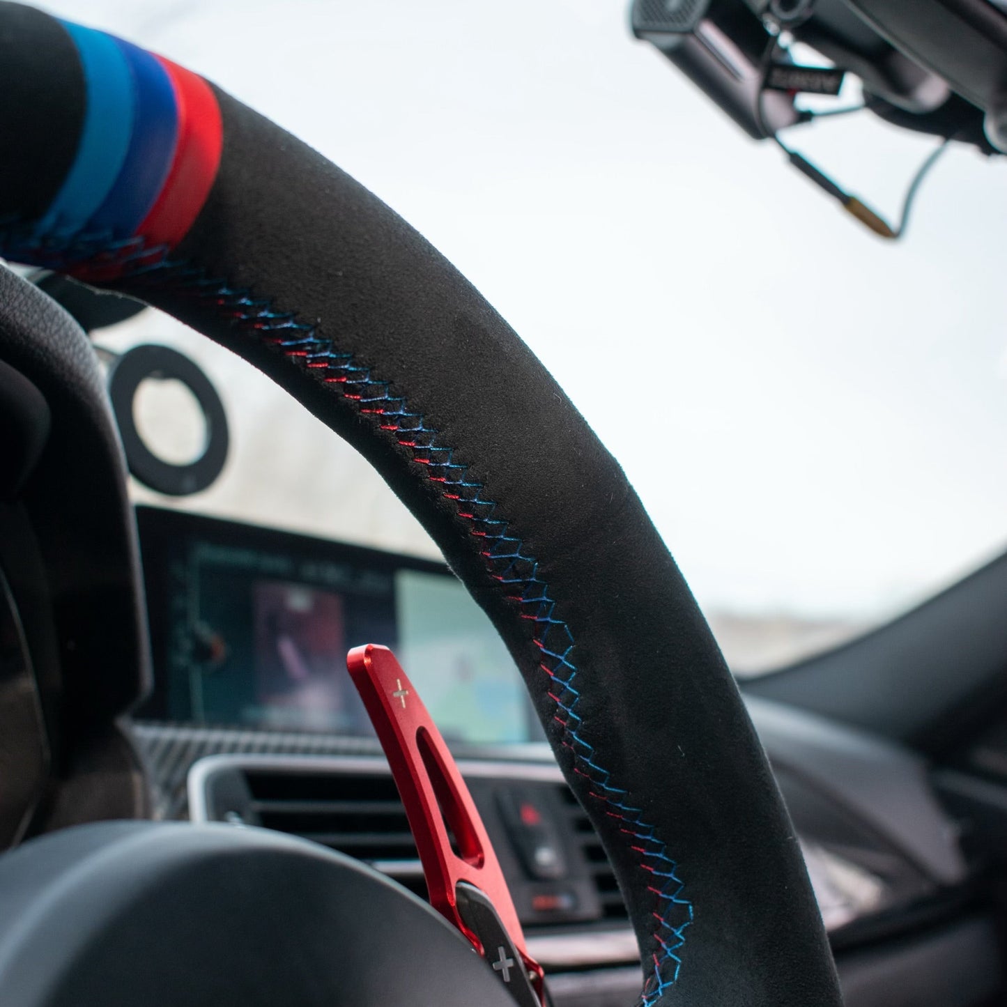 BMW Alcantara-Style Suede Steering Wheel Cover for F Chassis, M Performance Inspired