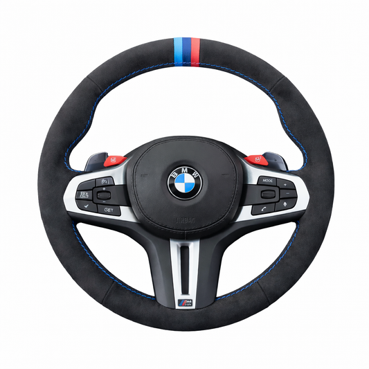 BMW Alcantara-Style Suede Steering Wheel Cover for G Series, M Performance Inspired