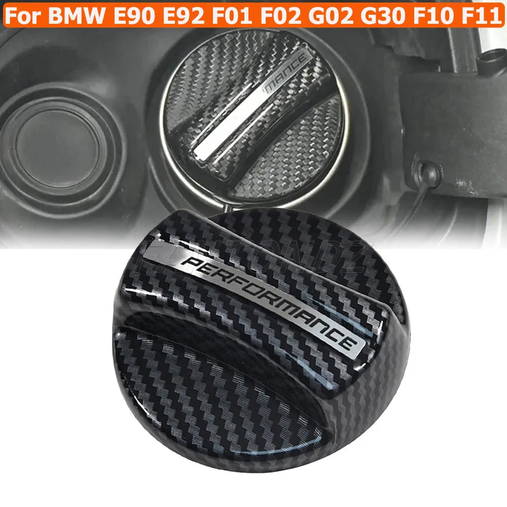 Carbon Fiber Style Fuel Tank Cap Trim for BMW – Universal Fit (E90–F80)